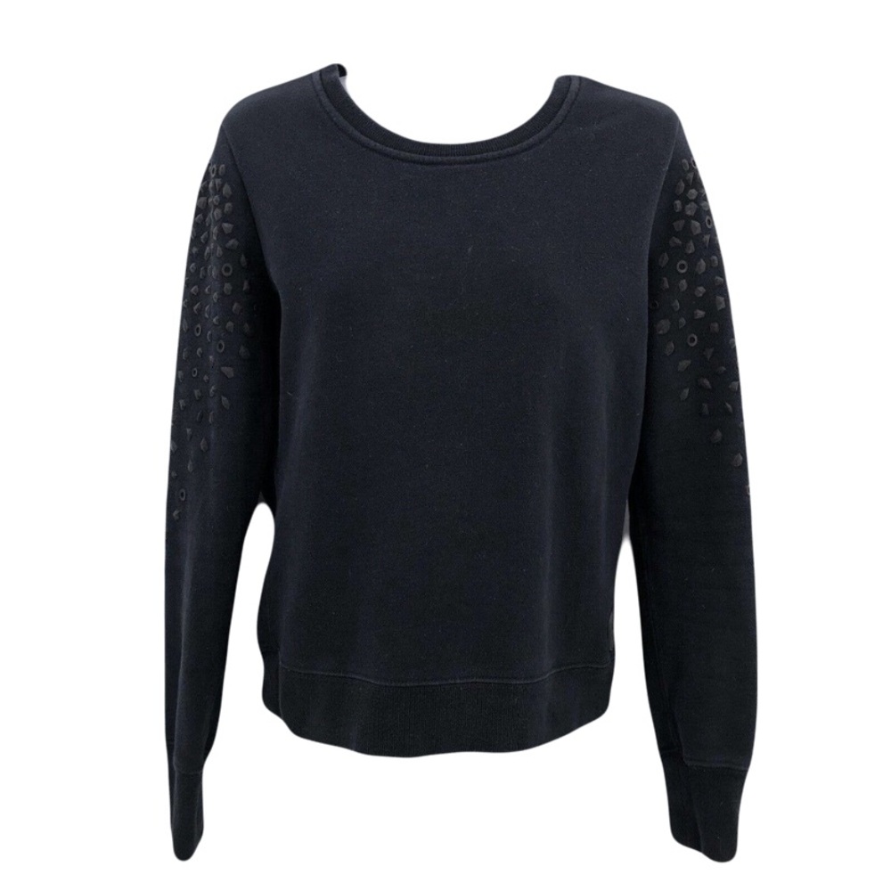 Black Pullover Sweatshirt Converse Sz XS Rubber 3D Studs on Sleeves Lightweight